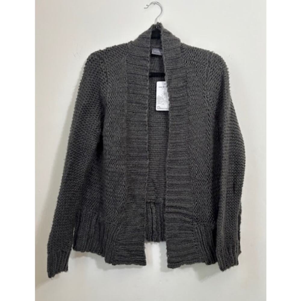 Wooden Ships Mohair Wool Cardigan Sweater Gray S/M Chunky Cable Knit NWT